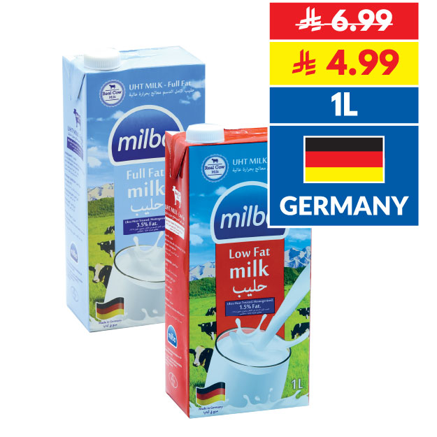 Milba Full/ Low Fat UHT Milk 1L