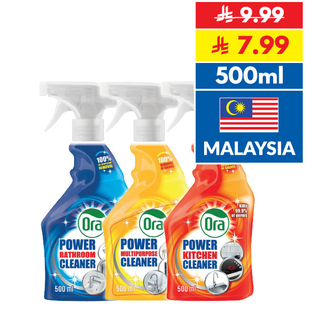 Ora Power Antibacterial Multipurpose/ Bathroom/ Kitchen Cleaner 500ml