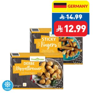 Frostkrone Mozzarela Sticks mit Red Pepper Dip/ Chili Cheese Nuggets 250g Frostkrone Mozzarela Sticks mit Red Pepper Dip/ Chili Cheese Nuggets 250g
