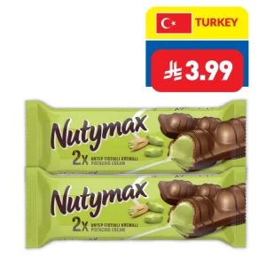 Nutymax Milk Chocolate Coated and Decorated Wafer with Pistachio Cream 44g Nutymax Milk Chocolate Coated and Decorated Wafer with Pistachio Cream 44g