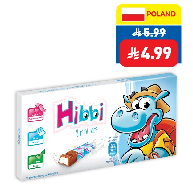 Hibbi Milk Chocolate Mini Bars With Milk Filling 100g