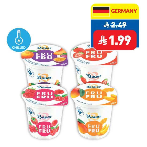 Bauer Fru Fru Assorted Flavoured Yoghurt 150g