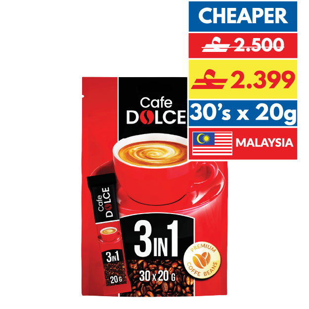 Café Dolce 3 in 1 Coffee Mix 20g x 30’s pouch