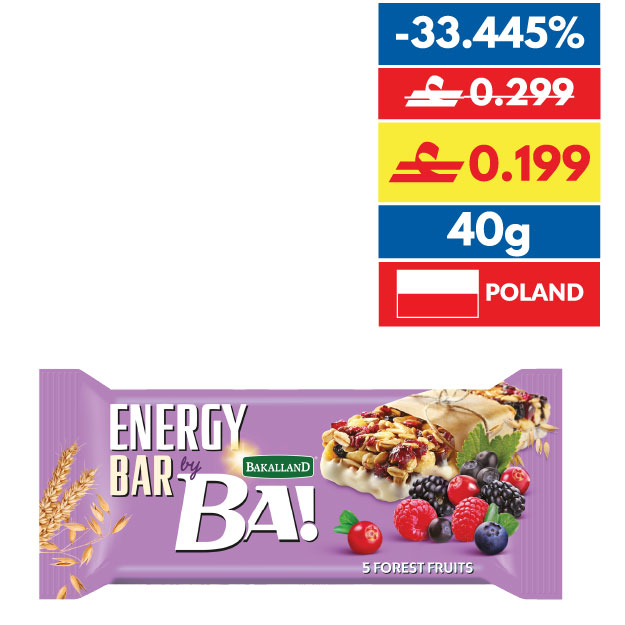 BA! Energy Bar 5 Forest Fruits/ 5 Tropical Fruits/ Banana 40g