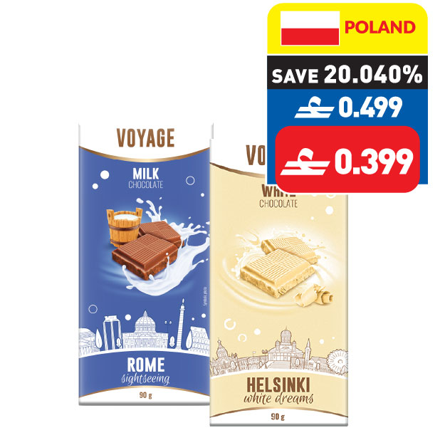 Voyage Milk/ Dark/ White/ Milk Chocolate with Peanuts 90g