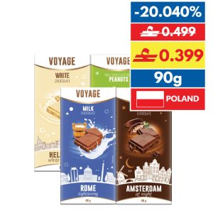 Voyage Milk/ Dark/ White Chocolate/ Milk Chocolate with Peanuts 90g