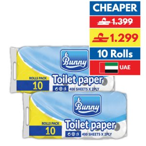 Bunny Toilet Rolls 10 rolls x 400 sheets x 2 ply