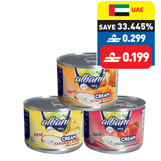 Albani Sterilized Cream Vegetable Fat Honey/ Banana/ Strawberry 170g