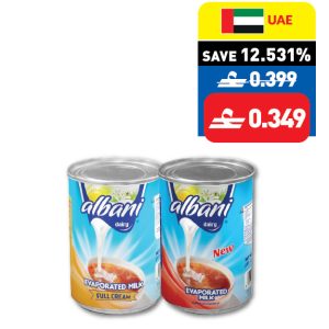 Albani Evaporated Milk Full Cream/ Light 410g Albani Evaporated Milk Full Cream/ Light 410g