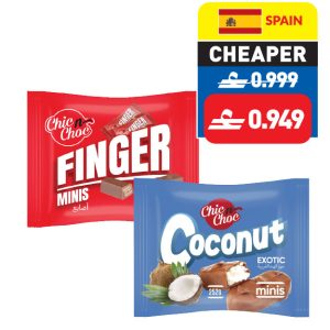 Chic n Choc Coconut Minis 252g/ Finger Minis – 2 Fingers 200g Chic n Choc Coconut Minis 252g/ Finger Minis – 2 Fingers 200g