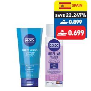 Ego Daily Wash Exfoliating Cleanser 150ml/ Micellar Water 200ml Ego Daily Wash Exfoliating Cleanser 150ml/ Micellar Water 200ml