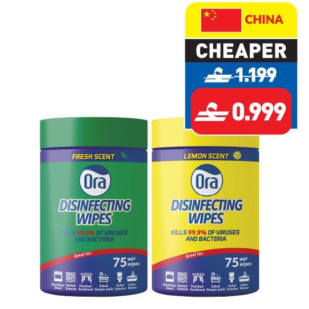 Ora Disinfecting Wipes Original/ Lemon 75’s Ora Disinfecting Wipes Original/ Lemon 75’s