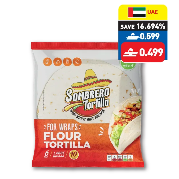 Sombrero Tortilla Flour Tortilla 340g 8’s Sombrero Tortilla Flour Tortilla 340g 8’s