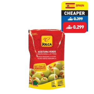 Jolca Pepper Paste Stuffed Manzanilla Olives 190g Jolca Pepper Paste Stuffed Manzanilla Olives 190g