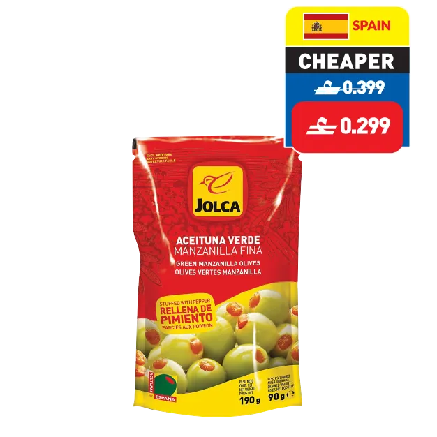 Jolca Pepper Paste Stuffed Manzanilla Olives 190g Jolca Pepper Paste Stuffed Manzanilla Olives 190g