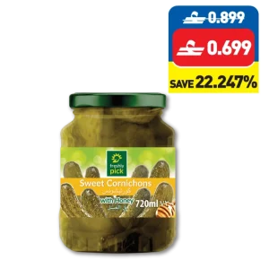 Freshly Pick Sweet Cornichons with Honey 720ml