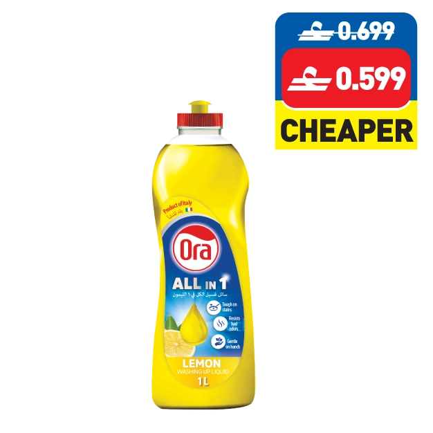 اورا سائل غسيل الصحون المتنوع ١ لتر Ora Assorted Dishwash Liquid 1L
