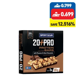 Sporticus 20+ Pro Protein Bar with Peanuts & Dark Chocolate 3 x 38g