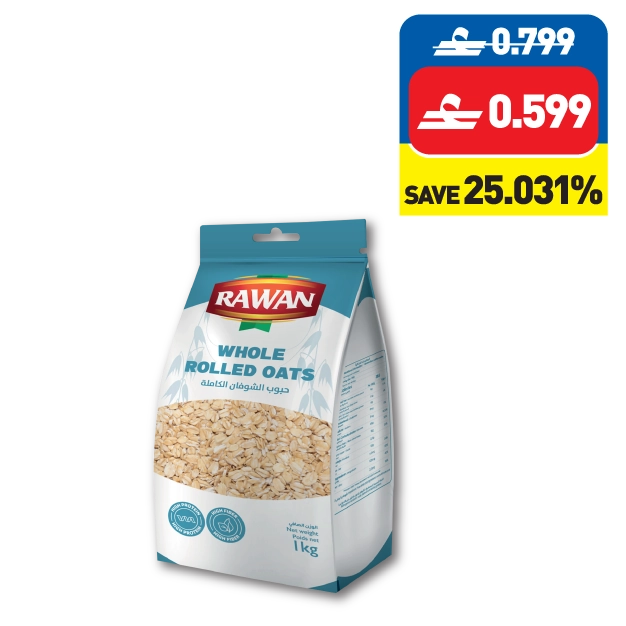 ﺣﺒﻮب اﻟﺸﻮﻓﺎن اﻟﻜﺎﻣﻠﺔ ١ ﻛﻴﻠﻮ Rawan Rolled Oats XL 1kg