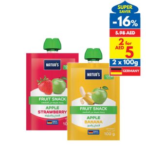 Natur’s Fruit Pouch Apple & Banana/ Apple & Strawberry 100g Natur’s Fruit Pouch Apple & Banana/ Apple & Strawberry 100g