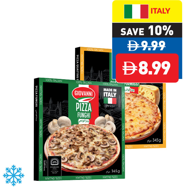 Giovanni Stonebaked Pizza Margherita 275g/ 4 Cheese 345g/ Funghi 365g