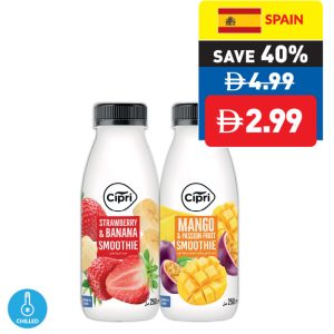 Cipri Smoothie Strawberry & Banana/ Mango & Passion Fruit 250ml Cipri Smoothie Strawberry & Banana/ Mango & Passion Fruit 250ml