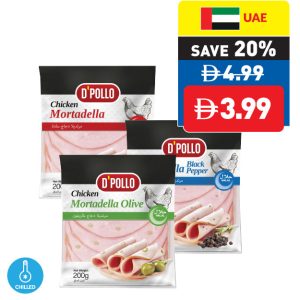 D’Pollo Chicken Mortadella Plain/ With Black Pepper/ With Olive 200g
