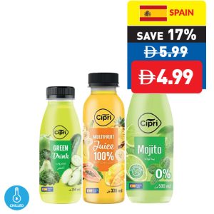 Cipri Mojito 500mlk/ Green Drink 250ml/ Multifruit Juice 100% 330ml