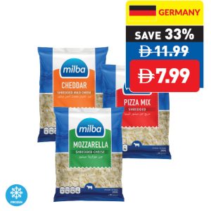 Milba Shredded Mild Cheddar/ Pizza Mix/ Mozzarella Cheese 200g