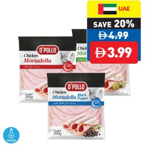 D’Pollo Chicken Mortadella Plain/ Black Pepper/Olive 200g