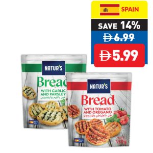 Natur’s Bread with Garlic & Parsley/ Tomato & Oregano 150g