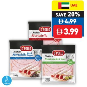 D’Pollo Chicken Mortadella Plain/ Black Pepper/ Olive 200g