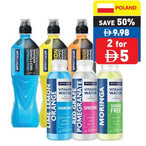Sporticus Vit Water Magnesium/ Ginseng/ Moringa 555ml/ Isotonic Multifruit/ Lemon/ Orange 700ml