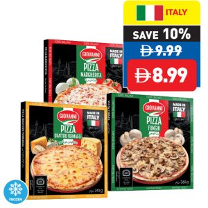 Giovanni Stonebaked Pizza Margherita 275g/ 4 Cheese 345g/ Funghi 365g