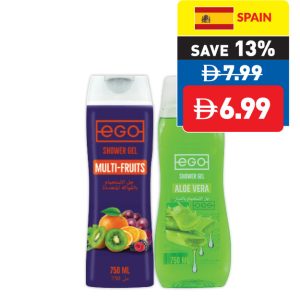Ego Shower Gel Coconut/ Multi-Fruits/ Aloe Vera 750ml Ego Shower Gel Coconut/ Multi-Fruits/ Aloe Vera 750ml