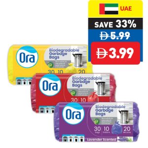 Ora Biodegradable Lemon/ Strawberry/ Lavender Scented Garbage Bags 30’s 10 Gal