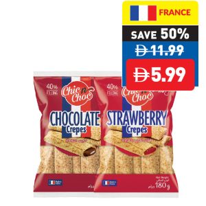 Chic n Choc Chocolate Filled/ Strawberry Crepes 180g Chic n Choc Chocolate Filled/ Strawberry Crepes 180g