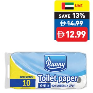Bunny Toilet Rolls 400’s x 2 Ply 10 Rolls Bunny Toilet Rolls 400’s x 2 Ply 10 Rolls