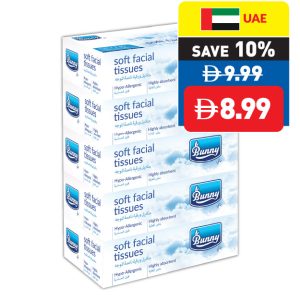 Bunny Facial Tissue 150’s x 2 Ply 5 Boxes