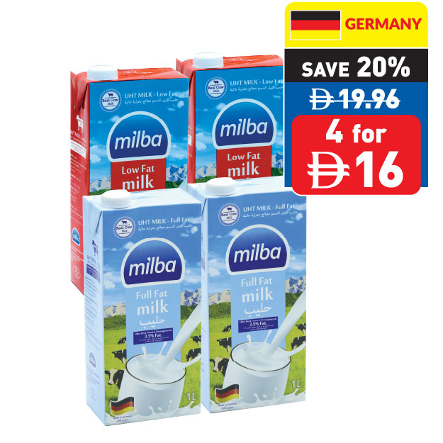 Milba Milk UHT Low/ Full Fat Original 1L Milba Milk UHT Low/ Full Fat Original 1L