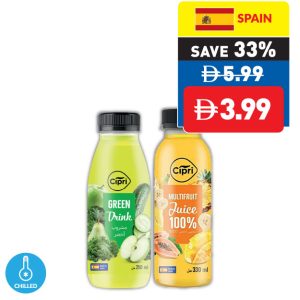 Cipri Green Drink 250ml/ Multifruit Juice 100% 330ml/ Mojito No Added Sugar 500ml