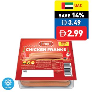 D’Polo Chicken Franks Hot & Spicy 340g D’Polo Chicken Franks Hot & Spicy 340g