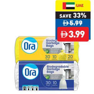 Ora Biodegradable Lemon Scented Garbage Bags 30’s 10 Gal