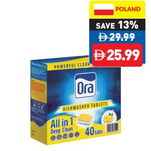 Ora Dishwasher Tablets 40’s x 20g Ora Dishwasher Tablets 40’s x 20g