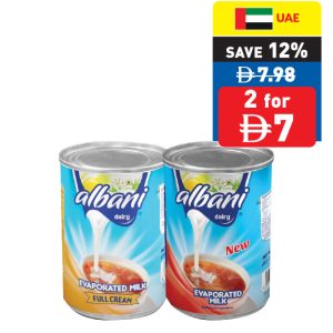 Albani Evaporated Milk Full Cream/ Light 410g Albani Evaporated Milk Full Cream/ Light 410g