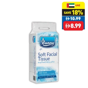 Bunny Facial Tissue 200’s x 2 Ply 5 Packs