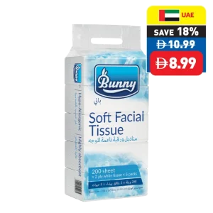 Bunny Facial Tissue 200’s x 2 Ply 5 Packs