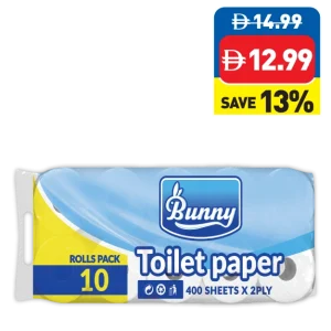 Bunny Toilet Rolls 400’s x 2 Ply 10 Rolls Bunny Toilet Rolls 400’s x 2 Ply 10 Rolls